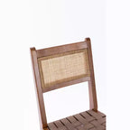 GDFStudio Karter Sedia da pranzo moderna in legno di caucciù e similpelle con schienale in rattan (set da 2)