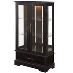 Vetrinetta in vetro illuminata con ripiani regolabili - Elegante vetrina a 2 ante e cassetto integrato, lampadina inclusa