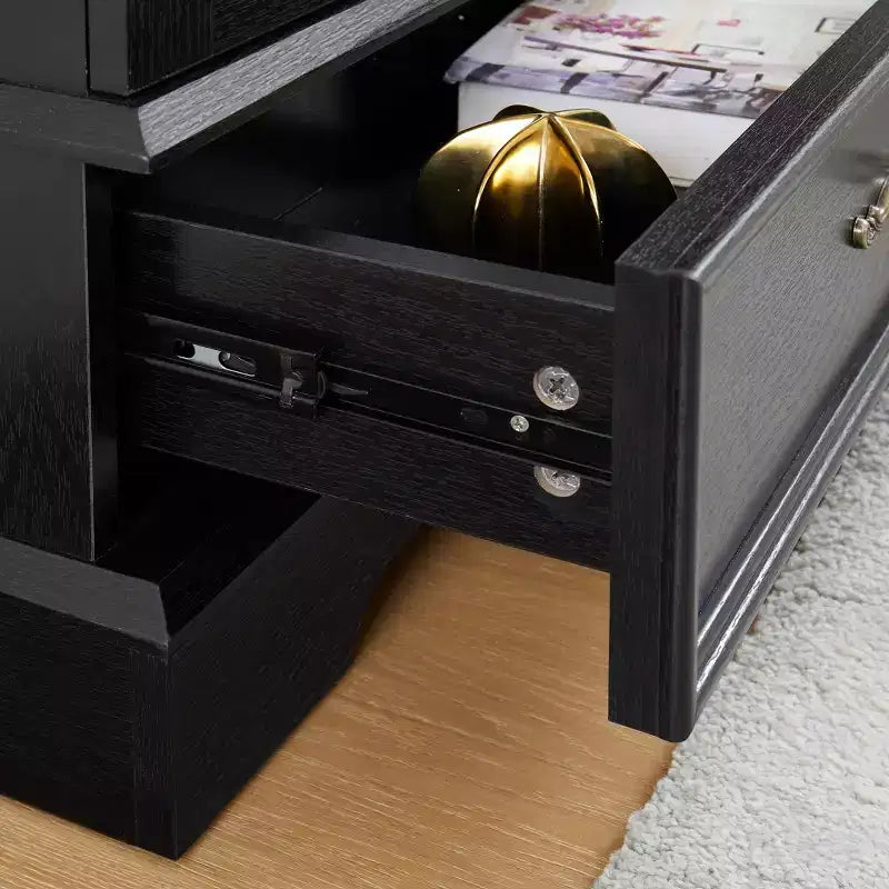 Vetrinetta in vetro illuminata con ripiani regolabili - Elegante vetrina a 2 ante e cassetto integrato, lampadina inclusa