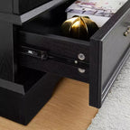 Vetrinetta in vetro illuminata con ripiani regolabili - Elegante vetrina a 2 ante e cassetto integrato, lampadina inclusa