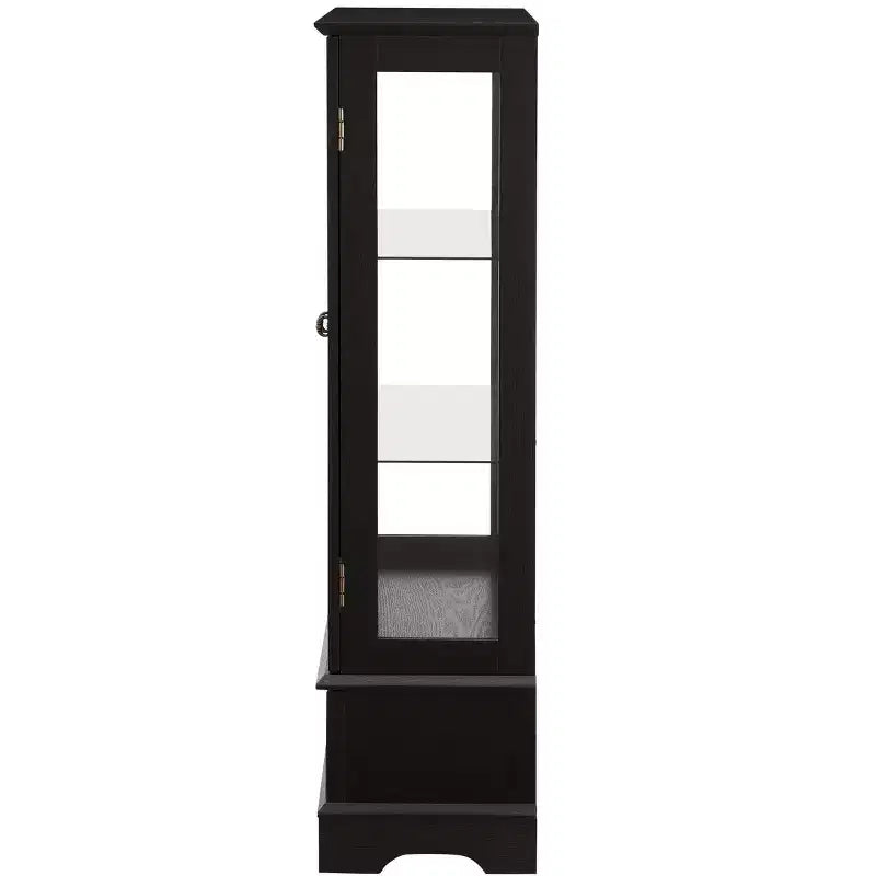 Vetrinetta in vetro illuminata con ripiani regolabili - Elegante vetrina a 2 ante e cassetto integrato, lampadina inclusa