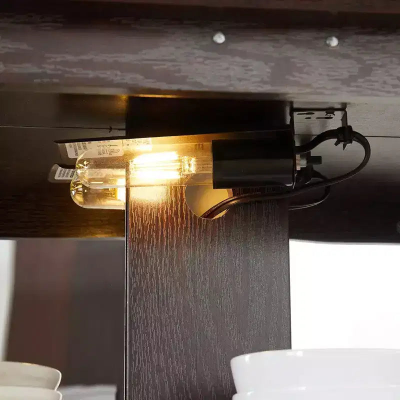 Vetrinetta in vetro illuminata con ripiani regolabili - Elegante vetrina a 2 ante e cassetto integrato, lampadina inclusa