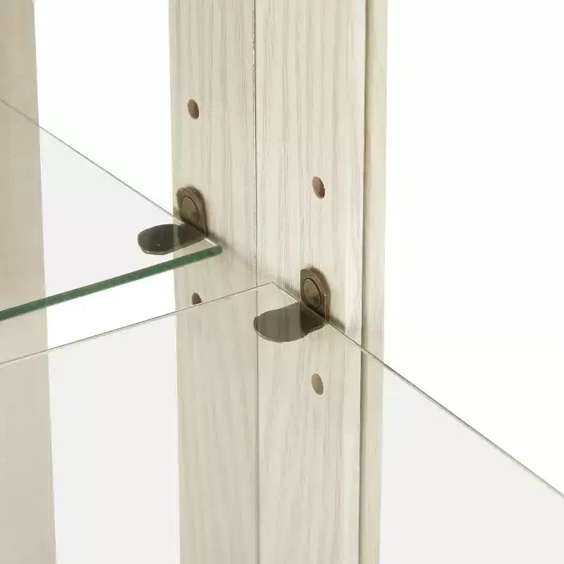 Vetrinetta in vetro illuminata con ripiani regolabili - Elegante vetrina a 2 ante e cassetto integrato, lampadina inclusa