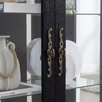 Vetrinetta in vetro illuminata con ripiani regolabili - Elegante vetrina a 2 ante e cassetto integrato, lampadina inclusa