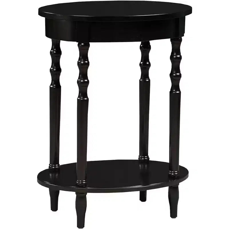 Tavolino ovale HomeStock Belmont da 52 cm, tavolino decorativo tradizionale in legno massello con ripiano inferiore per soggiorno o ufficio