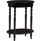 Tavolino ovale HomeStock Belmont da 52 cm, tavolino decorativo tradizionale in legno massello con ripiano inferiore per soggiorno o ufficio