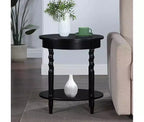 Tavolino ovale HomeStock Belmont da 52 cm, tavolino decorativo tradizionale in legno massello con ripiano inferiore per soggiorno o ufficio