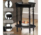 Tavolino ovale HomeStock Belmont da 52 cm, tavolino decorativo tradizionale in legno massello con ripiano inferiore per soggiorno o ufficio
