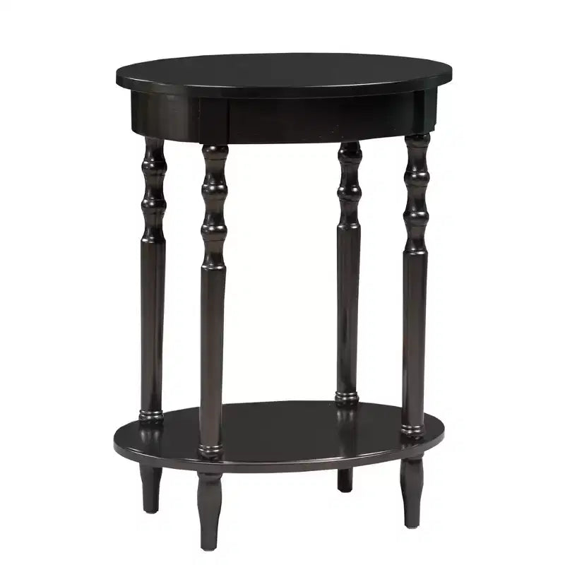 Tavolino ovale HomeStock Belmont da 52 cm, tavolino decorativo tradizionale in legno massello con ripiano inferiore per soggiorno o ufficio