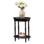 Tavolino ovale HomeStock Belmont da 52 cm, tavolino decorativo tradizionale in legno massello con ripiano inferiore per soggiorno o ufficio