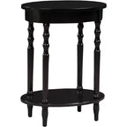 Tavolino ovale HomeStock Belmont da 52 cm, tavolino decorativo tradizionale in legno massello con ripiano inferiore per soggiorno o ufficio