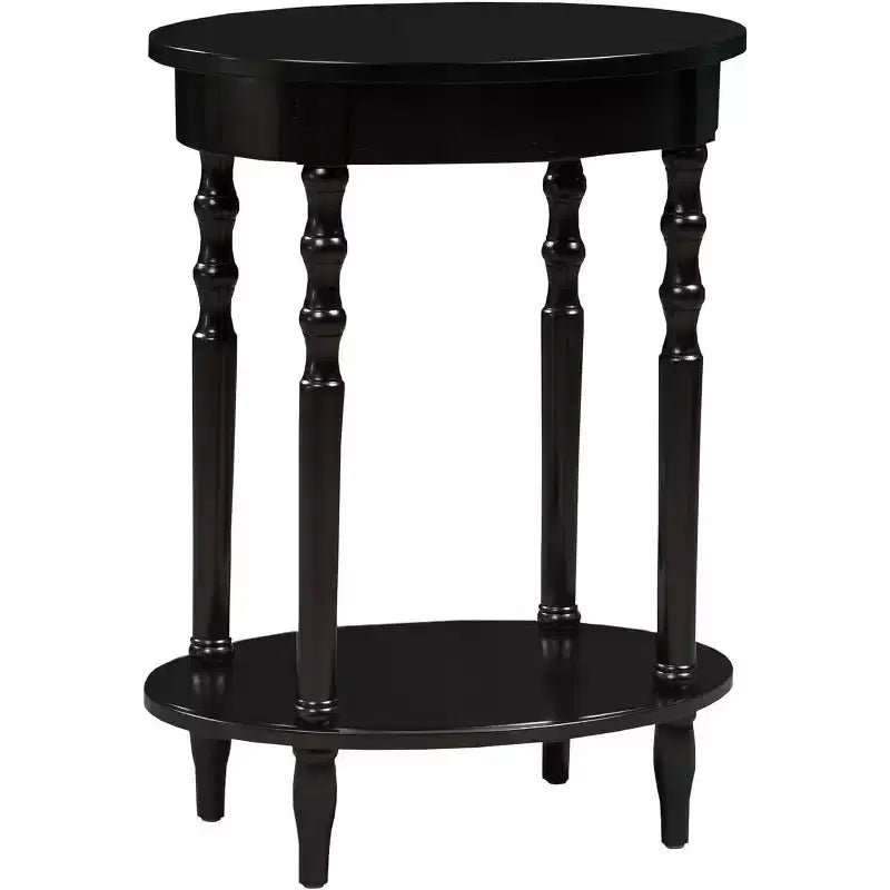 Tavolino ovale HomeStock Belmont da 52 cm, tavolino decorativo tradizionale in legno massello con ripiano inferiore per soggiorno o ufficio