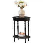 Tavolino ovale HomeStock Belmont da 52 cm, tavolino decorativo tradizionale in legno massello con ripiano inferiore per soggiorno o ufficio