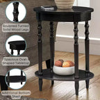 Tavolino ovale HomeStock Belmont da 52 cm, tavolino decorativo tradizionale in legno massello con ripiano inferiore per soggiorno o ufficio