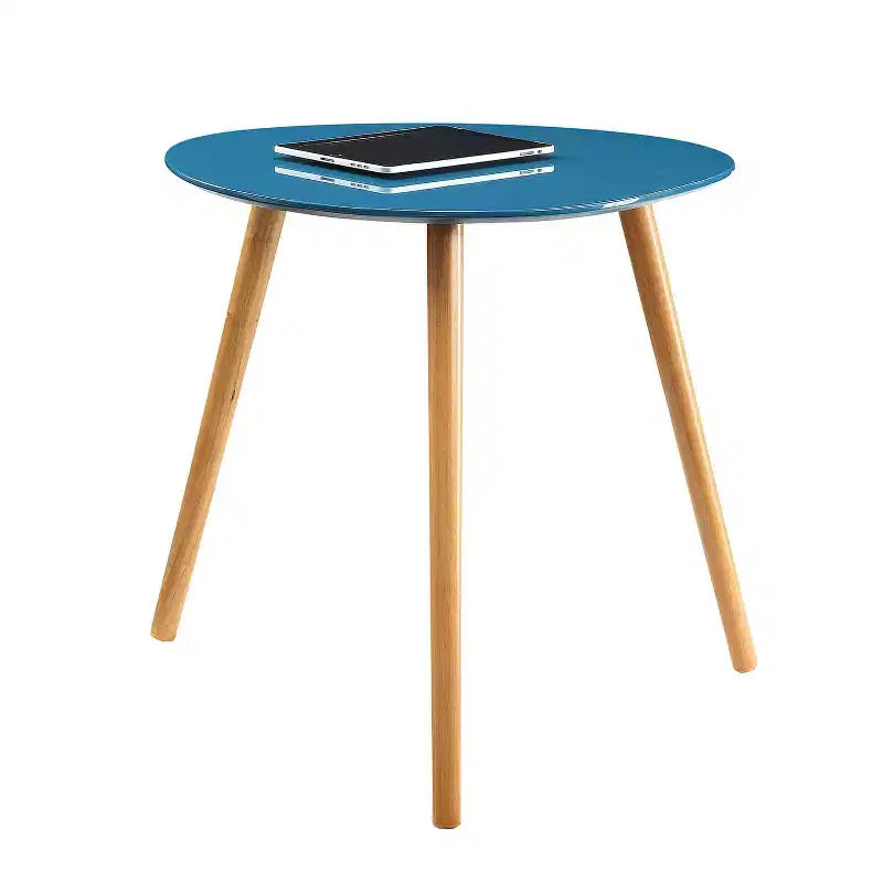Tavolino Belmont HomeStock con Finitura Liscia Bianca Lucida Effetto Pianoforte e Dettagli in Legno Massello, Tavolino Laterale Contemporaneo Facile da Montare per il Soggiorno