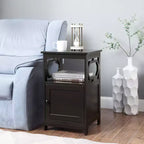 Tavolino da salotto HomeStock Belmont con armadietto e due ripiani, design laterale ottagonale, spazio nascosto per rivorre ed elettronica in soggiorno