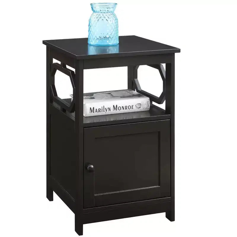 Tavolino da salotto HomeStock Belmont con armadietto e due ripiani, design laterale ottagonale, spazio nascosto per rivorre ed elettronica in soggiorno