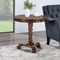 HomeStock Belmont Pedestal End Table Solid Wood Veneer Finish with Turned Body Scroll Feet Traditional Accent Table for Any Room