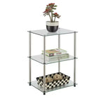 HomeStock Belmont Tavolino da Divano Alto a 3 Ripiani in Vetro, Elegante Tavolino Moderno d'Appoggio con Ripiani Multipli in Vetro per Ogni Spazio Abitativo