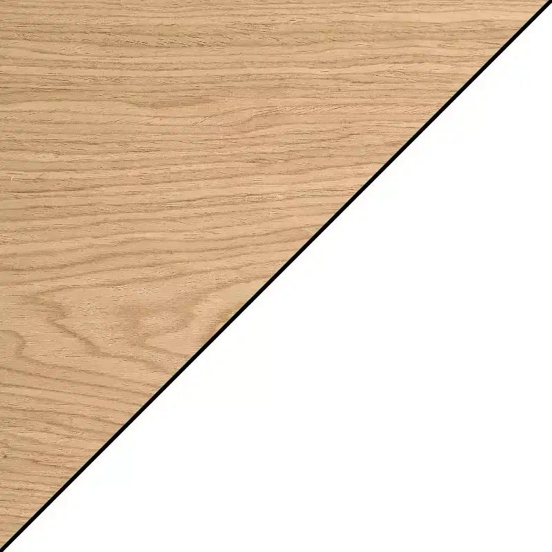 Tavolino laterale HomeStock Belmont a C in rovere chiaro con finitura impiallacciata effetto legno, scorrevole sotto il divano o il letto, tavolino moderno con base in metallo