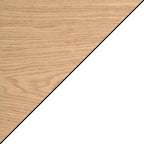 Tavolino laterale HomeStock Belmont a C in rovere chiaro con finitura impiallacciata effetto legno, scorrevole sotto il divano o il letto, tavolino moderno con base in metallo