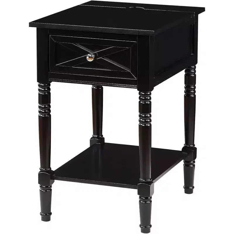 Tavolino HomeStock Belmont con Stazione di Ricarica Nascosta, 2 Prese, 2 Porte USB, Cassetto e Ripiano, Elegante Tavolino d'Appoggio per la Casa