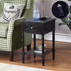 Tavolino HomeStock Belmont con Stazione di Ricarica Nascosta, 2 Prese, 2 Porte USB, Cassetto e Ripiano, Elegante Tavolino d'Appoggio per la Casa