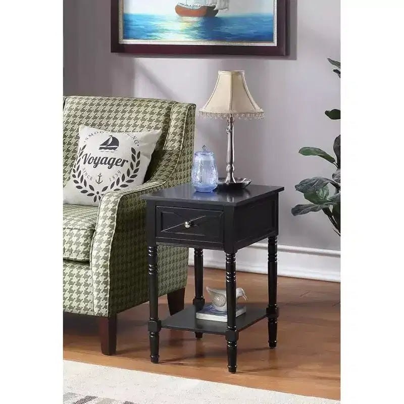 Tavolino HomeStock Belmont con Stazione di Ricarica Nascosta, 2 Prese, 2 Porte USB, Cassetto e Ripiano, Elegante Tavolino d'Appoggio per la Casa