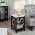 HomeStock Belmont End Table with Three Open Shelves and X Frame Panels, Transitional Storage Side Table for Coastal or Farmhouse Style Dcor