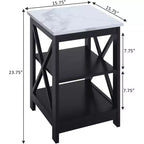 HomeStock Belmont Tavolino con Tre Ripiani Aperti e Pannelli a X, Tavolino Laterale Contenitore in Stile Transizionale per Arredamento Costiero o Rustico