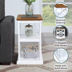 Tavolino d'appoggio HomeStock Belmont con ripiani, design a X doppia laterale, espositore a tre livelli, mobile d'accento in legno massello per soggiorno