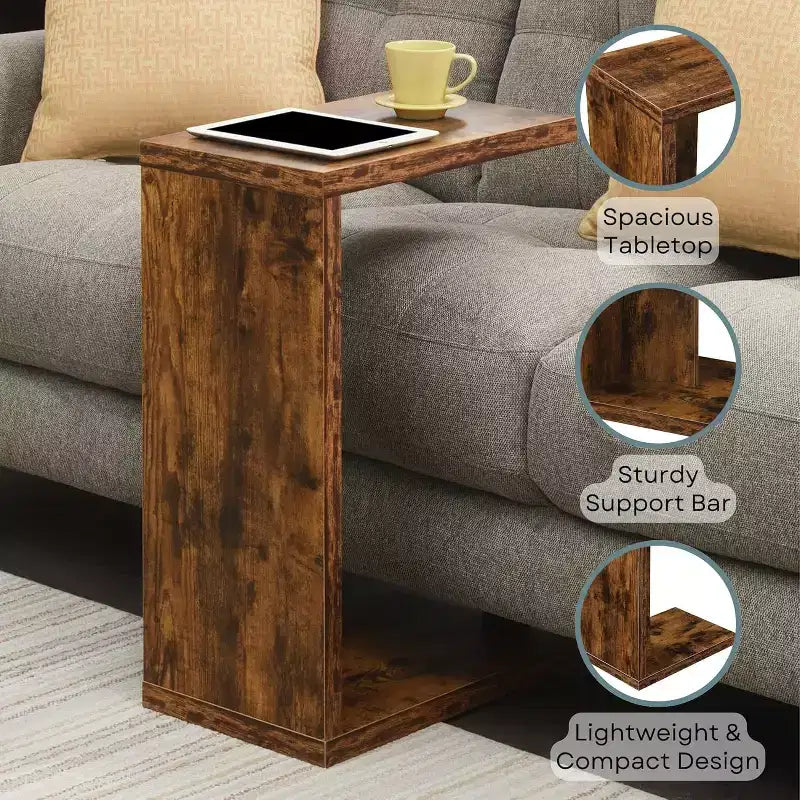 HomeStock Belmont Tavolino d'Appoggio Contemporaneo a C con Facile Accesso al Divano, Design Versatile Adatto a Poltrone e Stile Moderno Minimalista