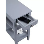 Tavolino Belmont HomeStock con cassetto liscio, pomello in nichel e tre ripiani, tavolino laterale transizionale per soggiorno o ufficio