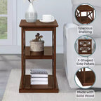 HomeStock Belmont, tavolino da divano con ripiani, moderno, stile coloniale, a tre livelli, in legno massello con bordi smussati, per salotto