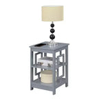 Tavolino finale quadrato Belmont di HomeStock con design a concetto aperto, ripiani spaziosi e struttura simmetrica, tavolino moderno d'appoggio per soggiorno