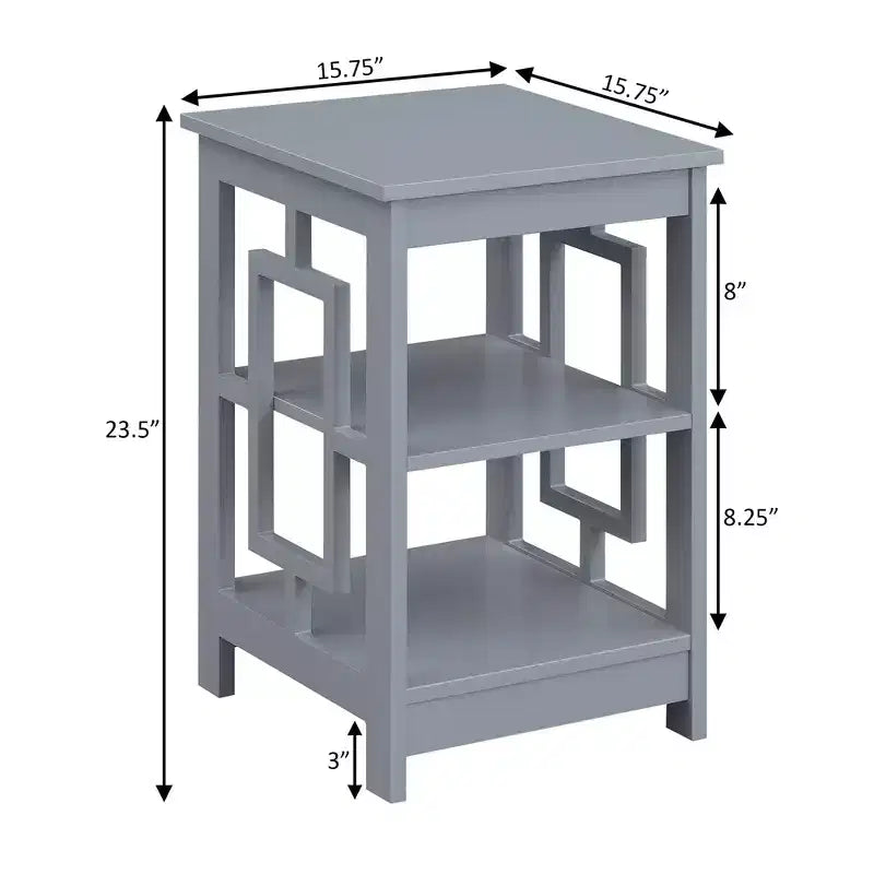 Tavolino finale quadrato Belmont di HomeStock con design a concetto aperto, ripiani spaziosi e struttura simmetrica, tavolino moderno d'appoggio per soggiorno
