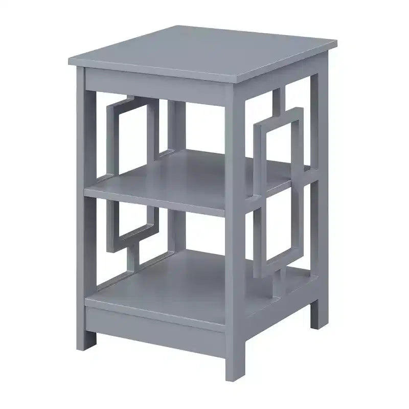 Tavolino finale quadrato Belmont di HomeStock con design a concetto aperto, ripiani spaziosi e struttura simmetrica, tavolino moderno d'appoggio per soggiorno