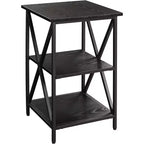 Tavolino HomeStock Belmont in vetro con ripiano, fianchi in vetro temperato, piano spazioso e ripiano inferiore per libri e accessori