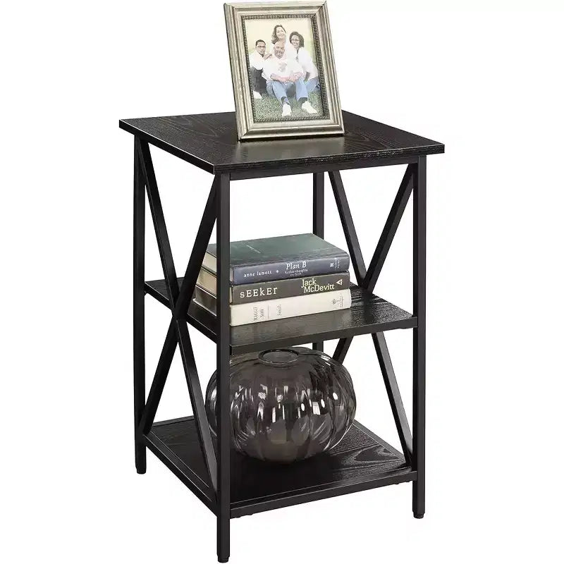 Tavolino HomeStock Belmont in vetro con ripiano, fianchi in vetro temperato, piano spazioso e ripiano inferiore per libri e accessori