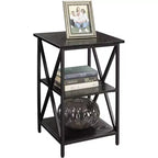 Tavolino HomeStock Belmont in vetro con ripiano, fianchi in vetro temperato, piano spazioso e ripiano inferiore per libri e accessori