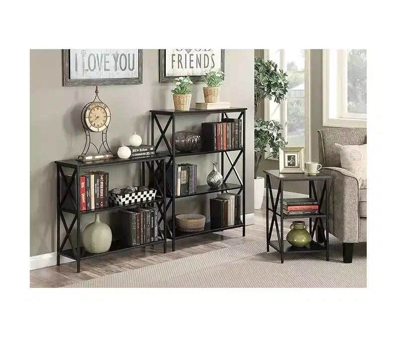 Tavolino HomeStock Belmont in vetro con ripiano, fianchi in vetro temperato, piano spazioso e ripiano inferiore per libri e accessori