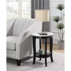 HomeStock Belmont comodino con cassetto e ripiano estraibile, elegante piano effetto marmo con finitura nera, tavolino contenitore di design per il soggiorno