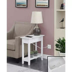 HomeStock Belmont Tavolino Slim con Coperchio a Scomparsa e Vano Portaoggetti Nascosto, Stazione di Ricarica Integrata, Porte USB e Foro per la Gestione dei Cavi