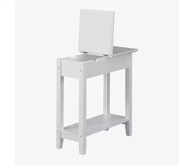 HomeStock Belmont Tavolino Slim con Coperchio a Scomparsa e Vano Portaoggetti Nascosto, Stazione di Ricarica Integrata, Porte USB e Foro per la Gestione dei Cavi