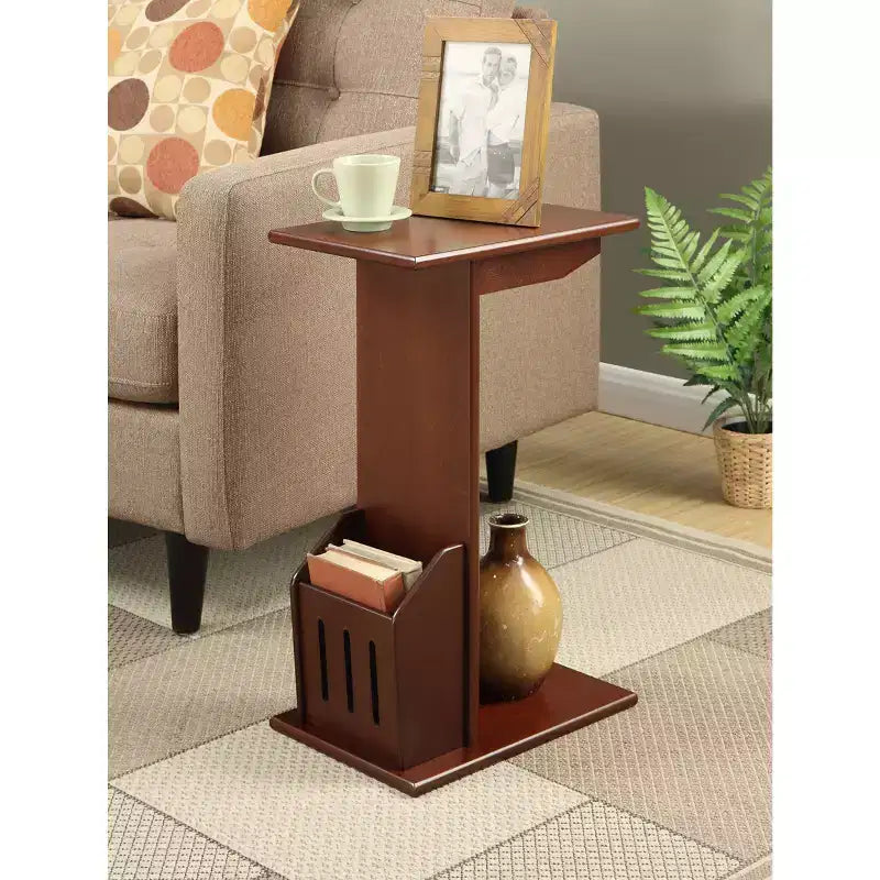 HomeStock Belmont Round Spindle Side End Table with Glossy Black Finish Perfect for Keys, Drinks, Small Accessories and Easy Setup