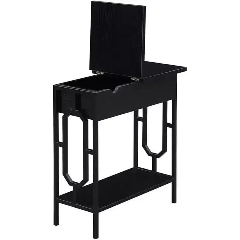 Tavolino HomeStock Belmont Flip Top con Stazione di Ricarica Nascosta, Due Prese, Due Porte USB e Vano Portaoggetti Nascosto