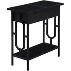 Tavolino HomeStock Belmont Flip Top con Stazione di Ricarica Nascosta, Due Prese, Due Porte USB e Vano Portaoggetti Nascosto