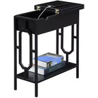 Tavolino HomeStock Belmont Flip Top con Stazione di Ricarica Nascosta, Due Prese, Due Porte USB e Vano Portaoggetti Nascosto