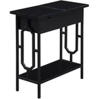 Tavolino HomeStock Belmont Flip Top con Stazione di Ricarica Nascosta, Due Prese, Due Porte USB e Vano Portaoggetti Nascosto