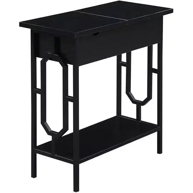 Tavolino HomeStock Belmont Flip Top con Stazione di Ricarica Nascosta, Due Prese, Due Porte USB e Vano Portaoggetti Nascosto